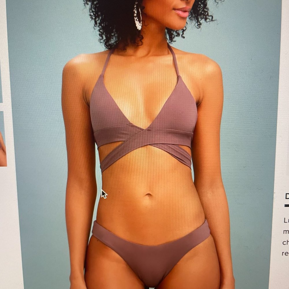 Lulu's Purple Wrap Bikini Top & Bottom Size: X-Small